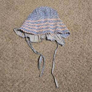 Blue and Pink Floral Ruffled Sun Bonnet for Kids